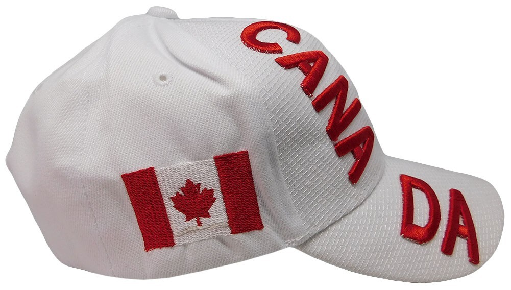 Canada Canadian Maple Leaf Country Letters Flag White Hat Cap 3D embroidered