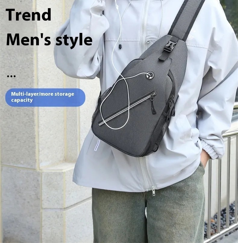 New Multifunctional Men’s Crossbody Shoulder Bag Hard-Wearing Canvas Chest Bag