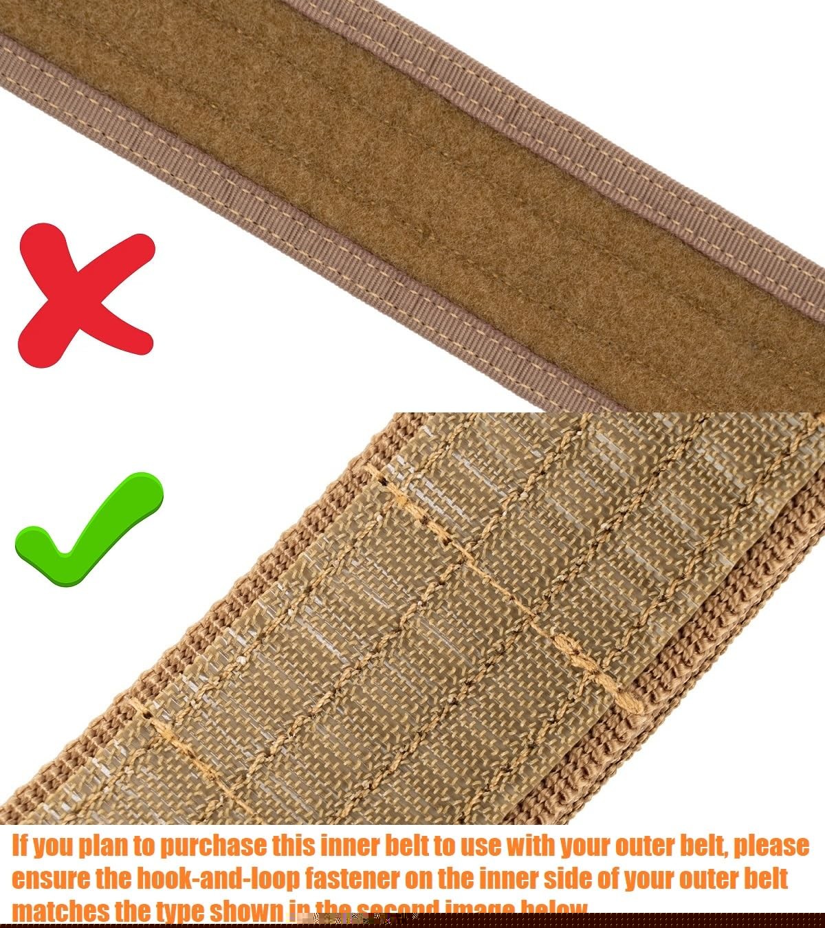Inner Belt for Duty – 1.5″ Loop Liner Tactical Under Belt (Coyote Brown, Medium)