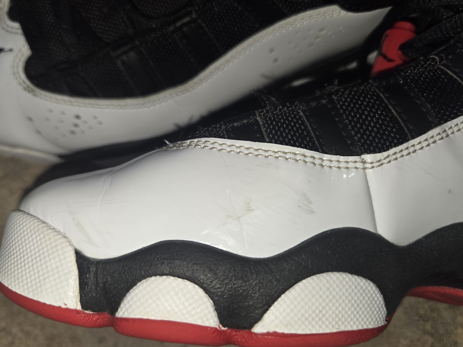 Jordan 6 Rings He Got Game Youth Sz 4.5Y Black White Gym Red Sneakers Very Good