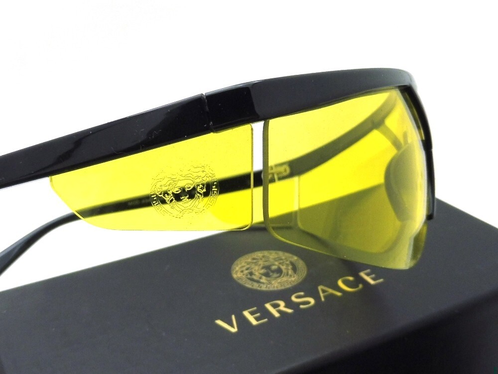 NIB Authentic Versace 4349 Gb1/85-39 Sunglasses Black Frame Yellow Lenses