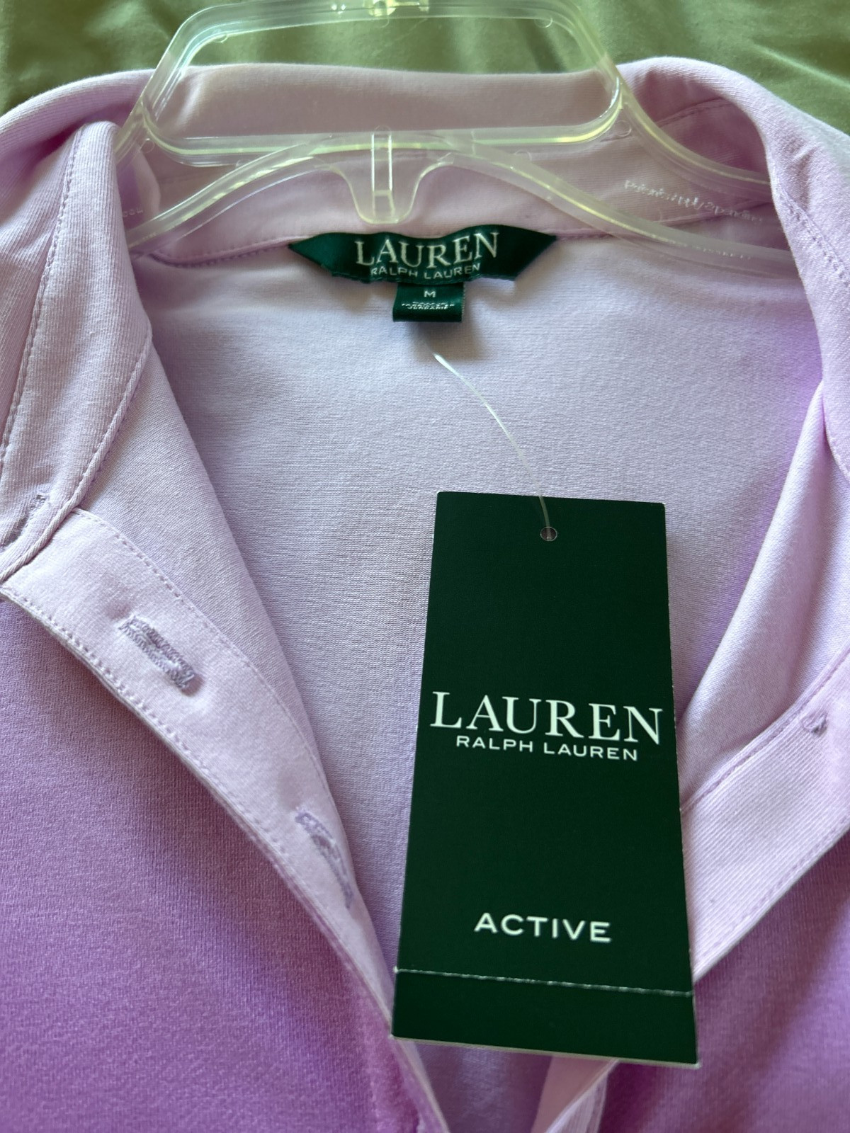 NWT $69 Ralph Lauren Ombre pink/purple knit top M stretch Signature
