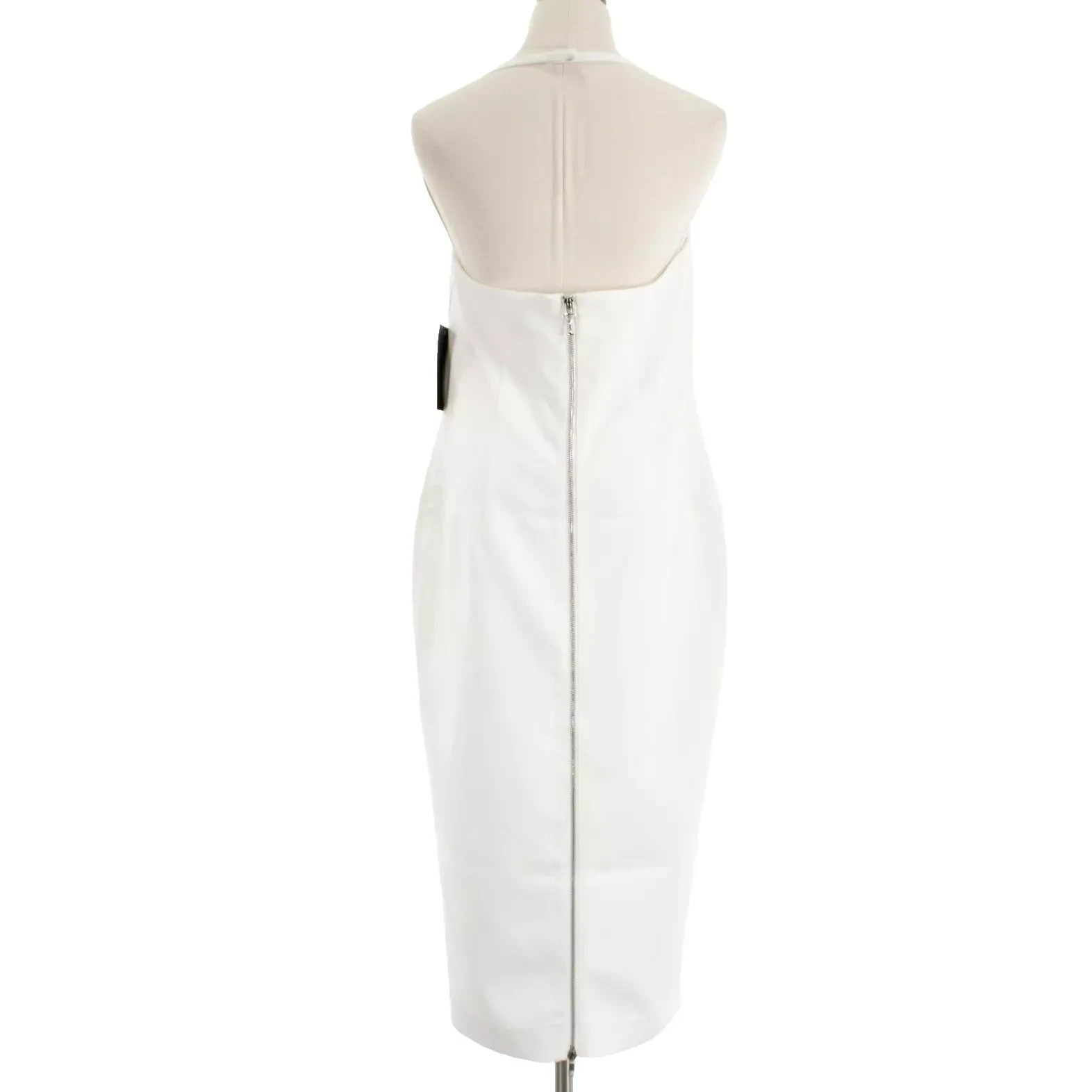Retrofete NWD Cheryl Bustier Halter Midi Dress Size Large in Solid White