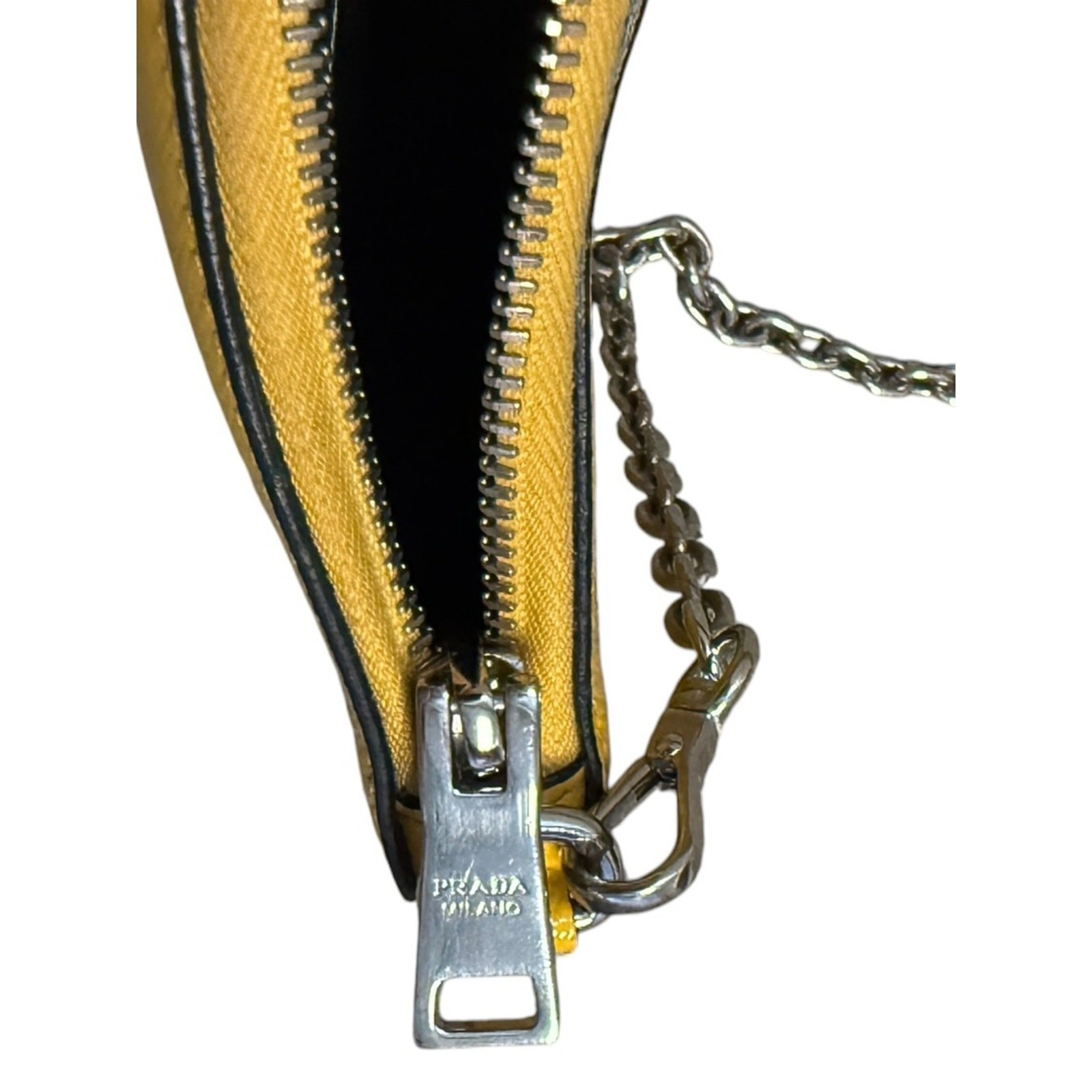 Prada Saffiano Vernice Yellow Patent Leather Triangle Logo Crossbody Bag