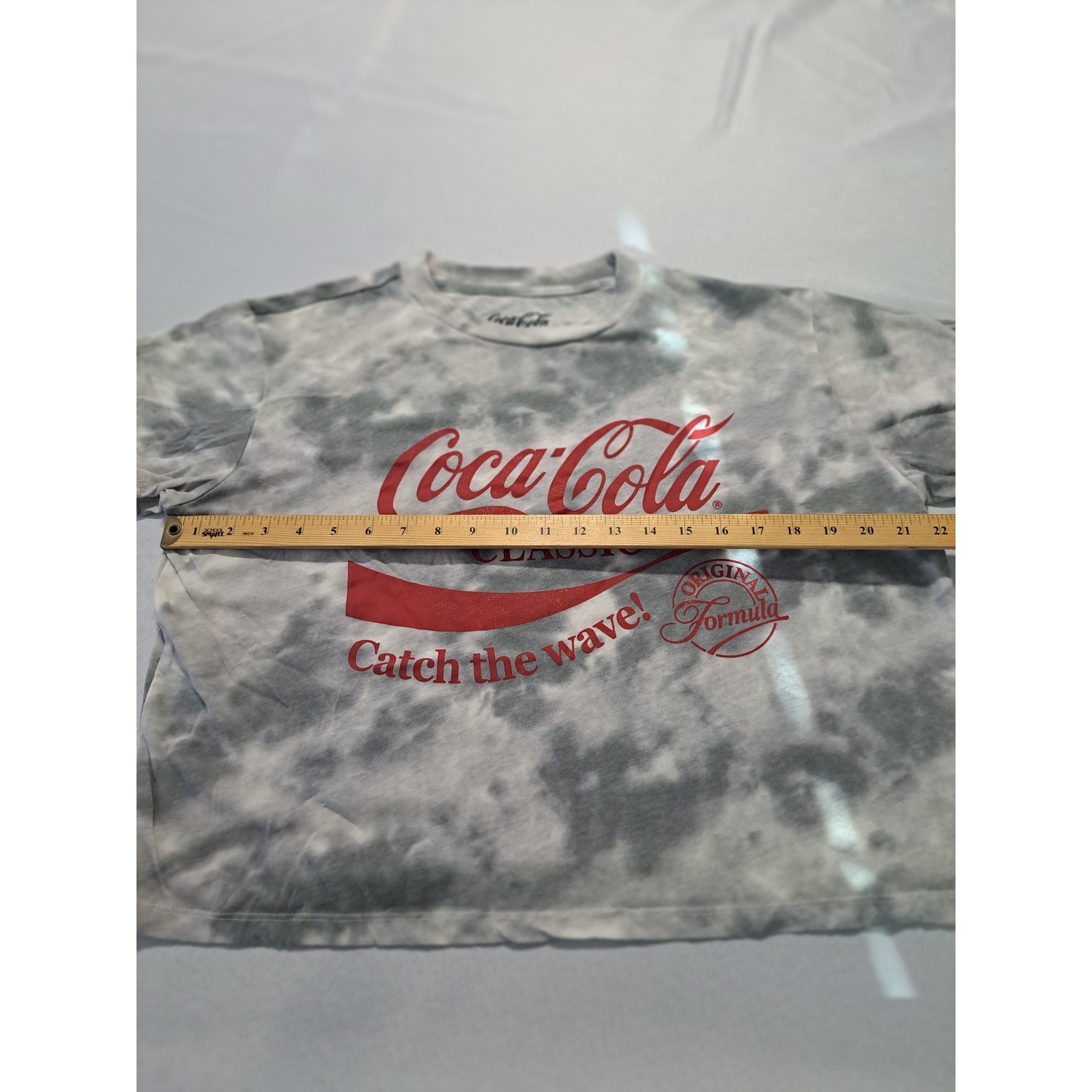 Coca-Cola Classic Tie Dye Graphic Crop T-Shirt Grey Red XL LT39926B