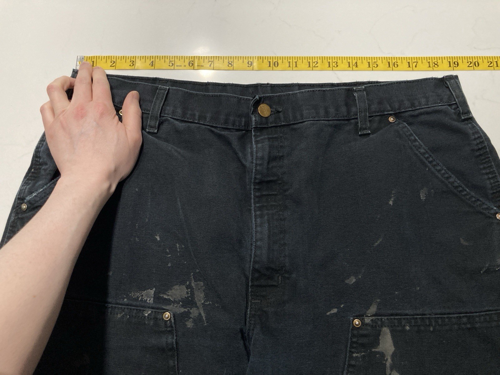 Carhartt B01 BLK Double Knee Work Pants Mens 40×32 (Fits 38×30) Distressed