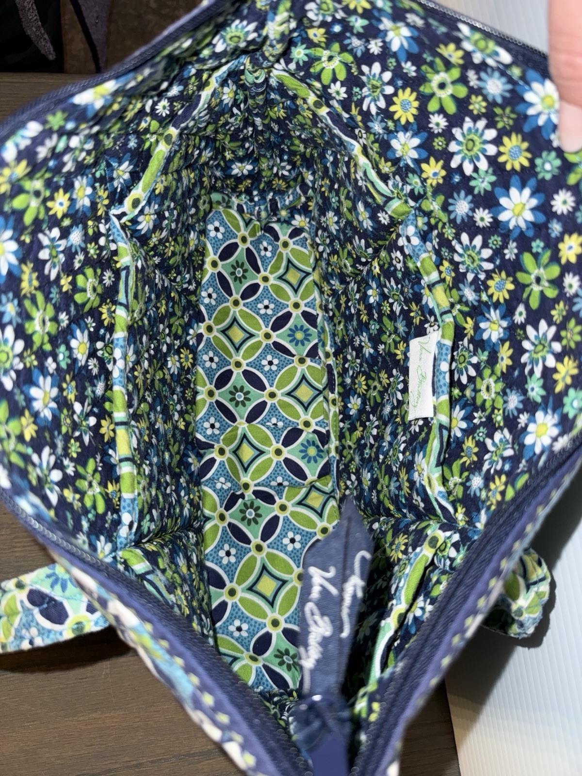Vera Bradley Womens Large Quilted Bag Green And Blue Floral Design Excellent