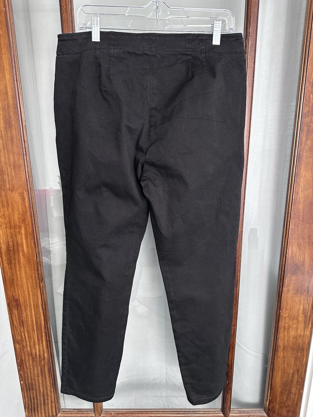 Talbots Slim Ankle Pants 12 Black Denim Side Zip Stretch Office Academia Preppy