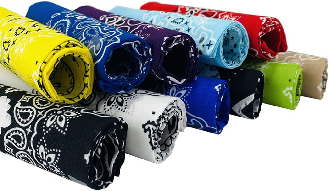Bandanas 3 Pack 6 Pack 12 Pack 22 Inch Cotton Paisley Kerchiefs for Men and Wome