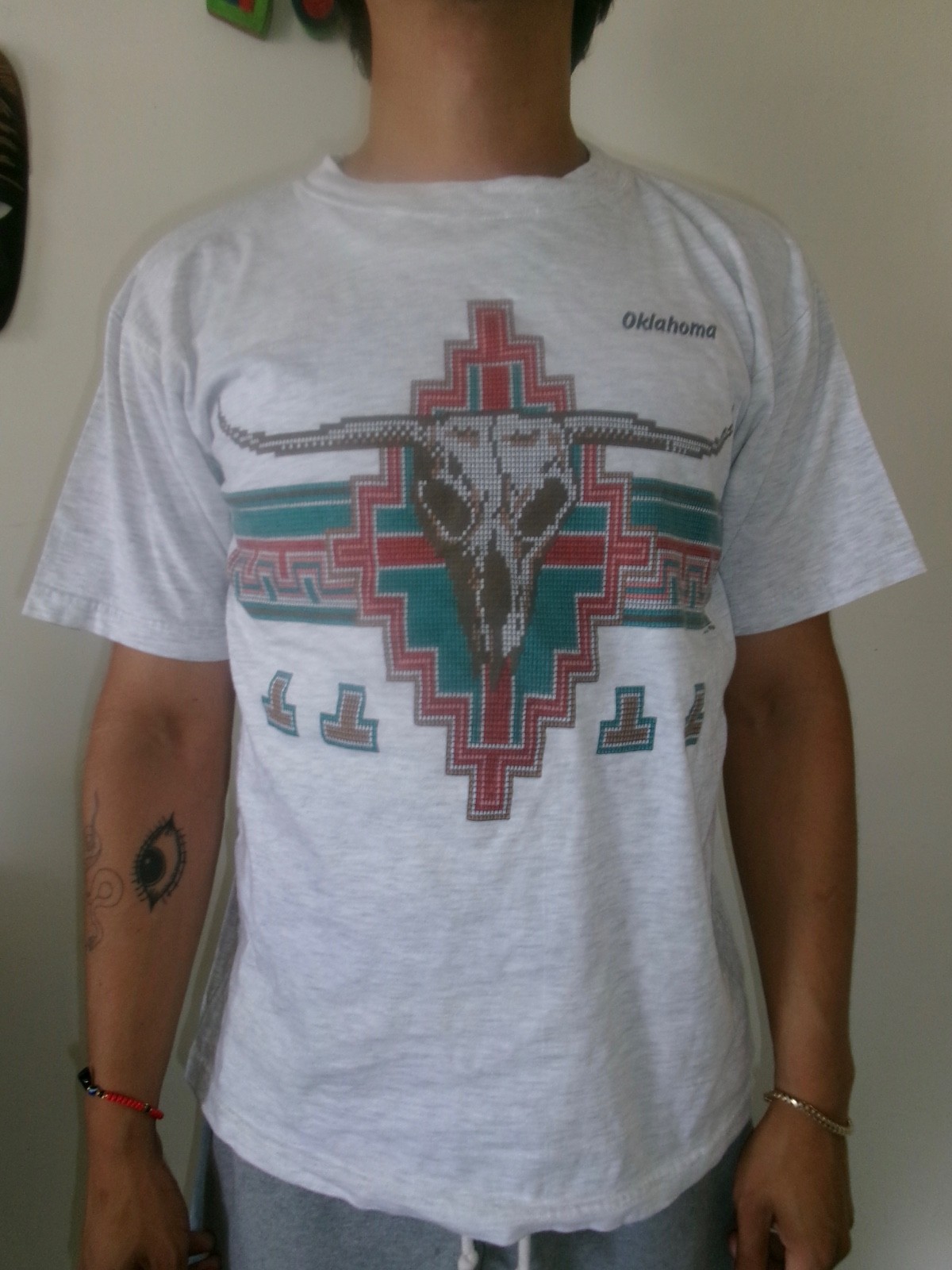 Vintage Sherry’s Best Oklahoma Steer Skull Graphic T-Shirt Gray Size M