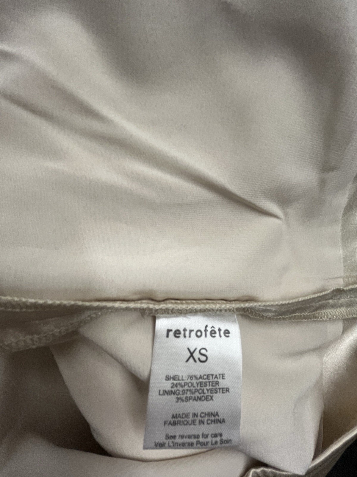 NWT Retrofete Hailey Champagne Long Sleeve Silk Blend Minidress XS