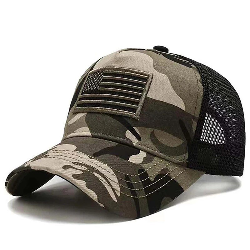 Army Green/Black American Flag Hat – Tactical Snap Back Trucker Baseball Cap