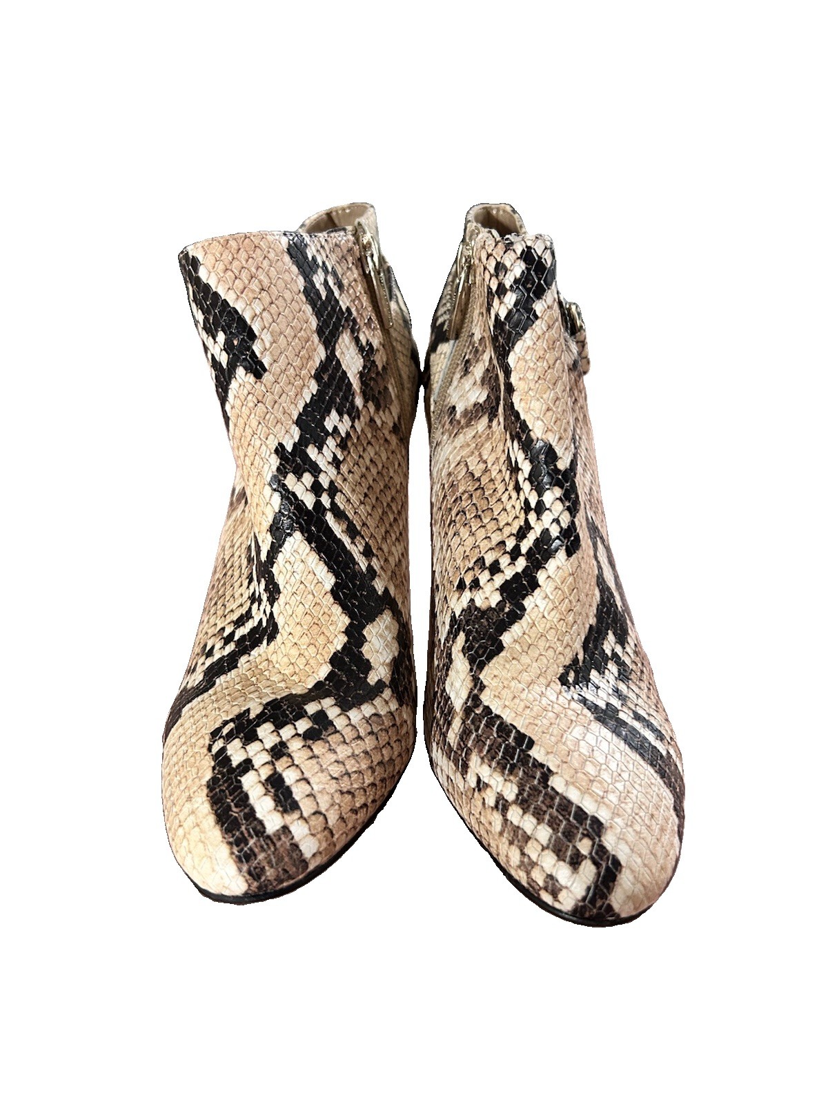 Vince Camuto Snakeskin Print Leather Ankle Booties Size 8 High Heel Side Zip