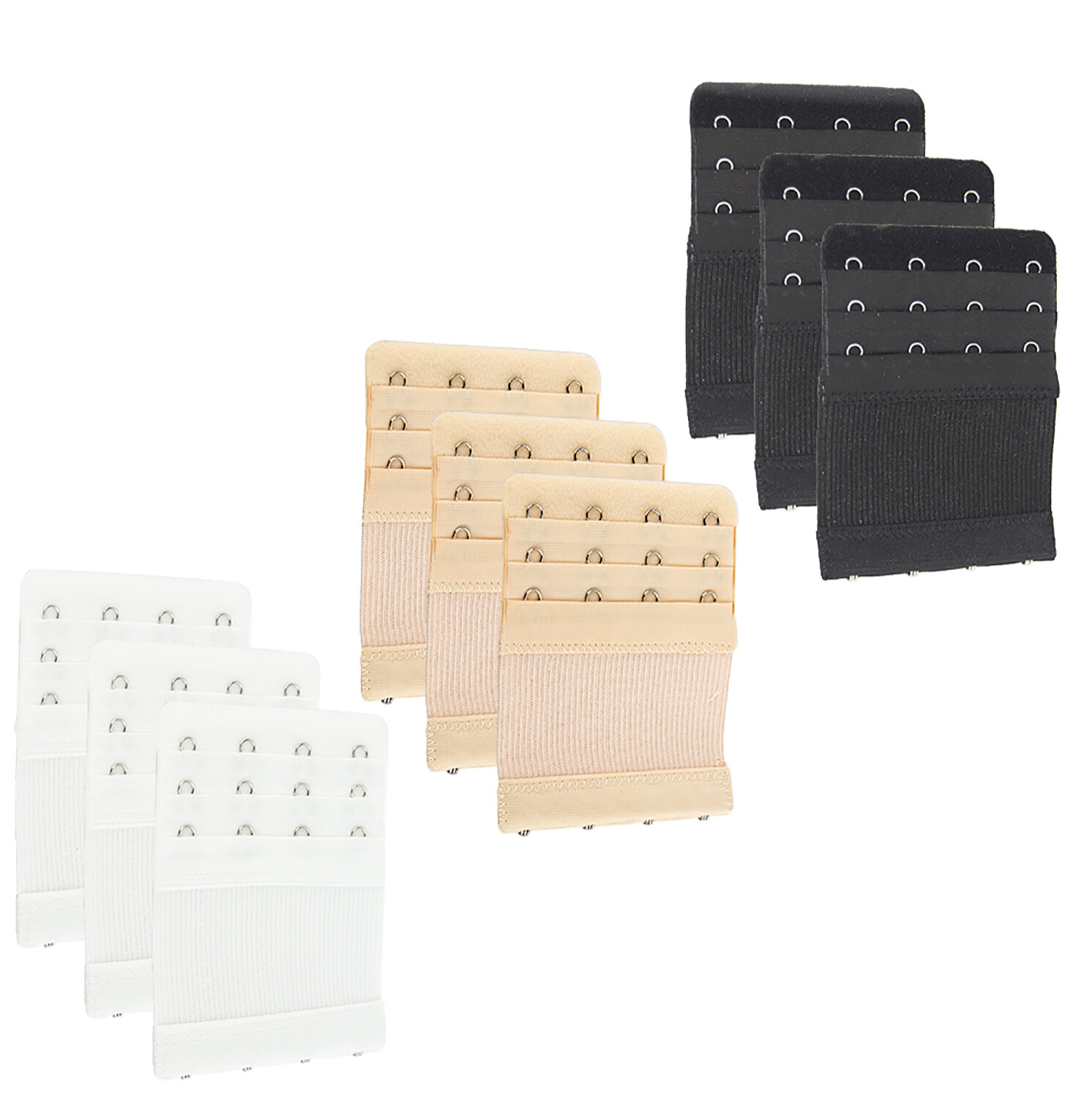 More of Me to Love Bra Stretch Extender 9Pack – Black, White, Beige – 2/3/4-Hook