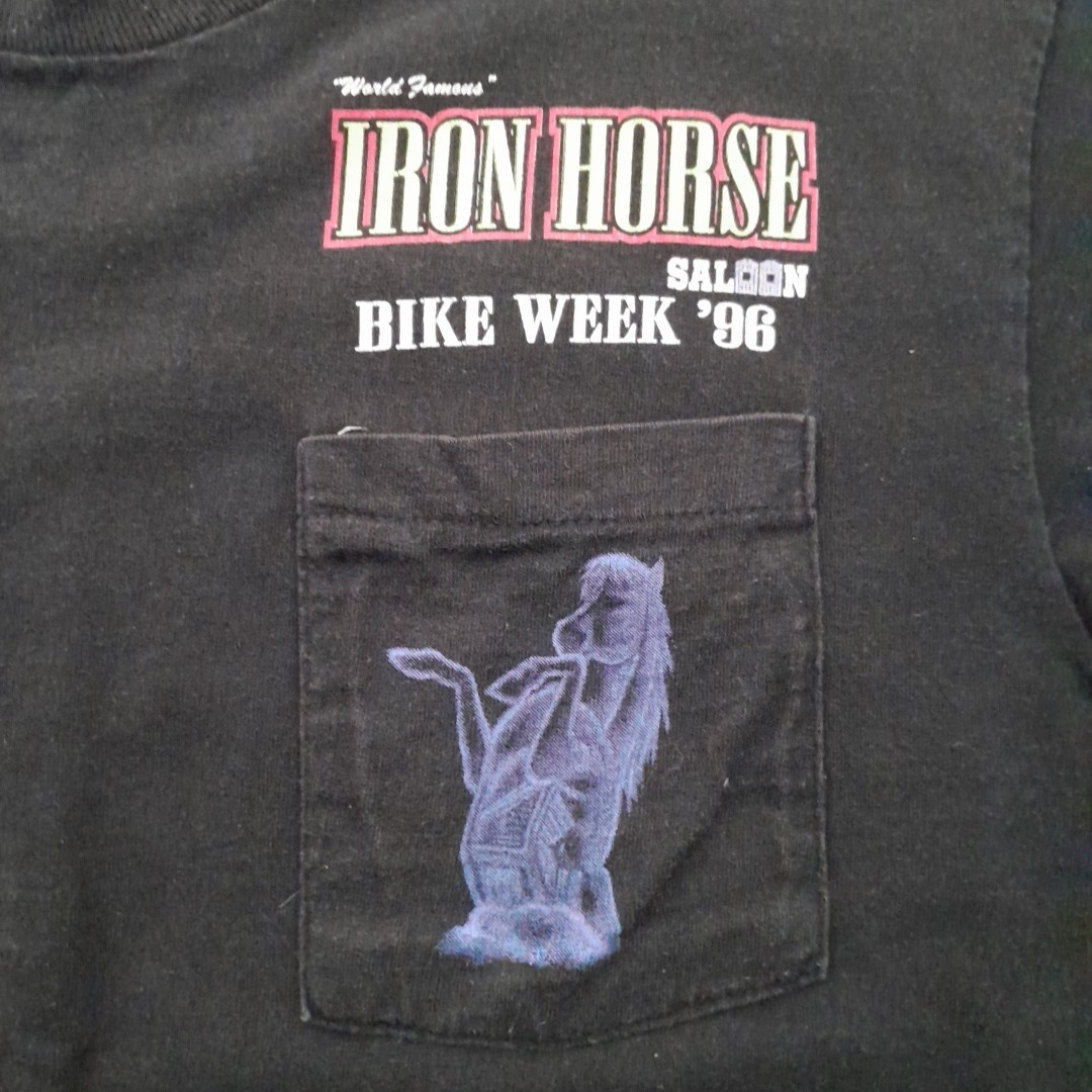Vintage 90s Iron Horse Saloon T Shirt Mens M Black Bike Week 1996 Motorcycles