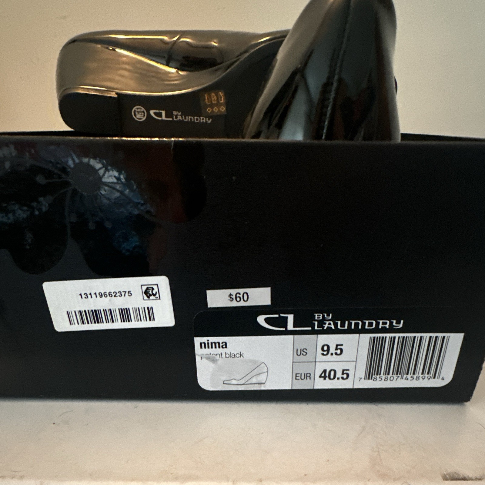 CL By Laundry Black Patent Platform Wedge Pump Heels Women’s Slip On US 9.5