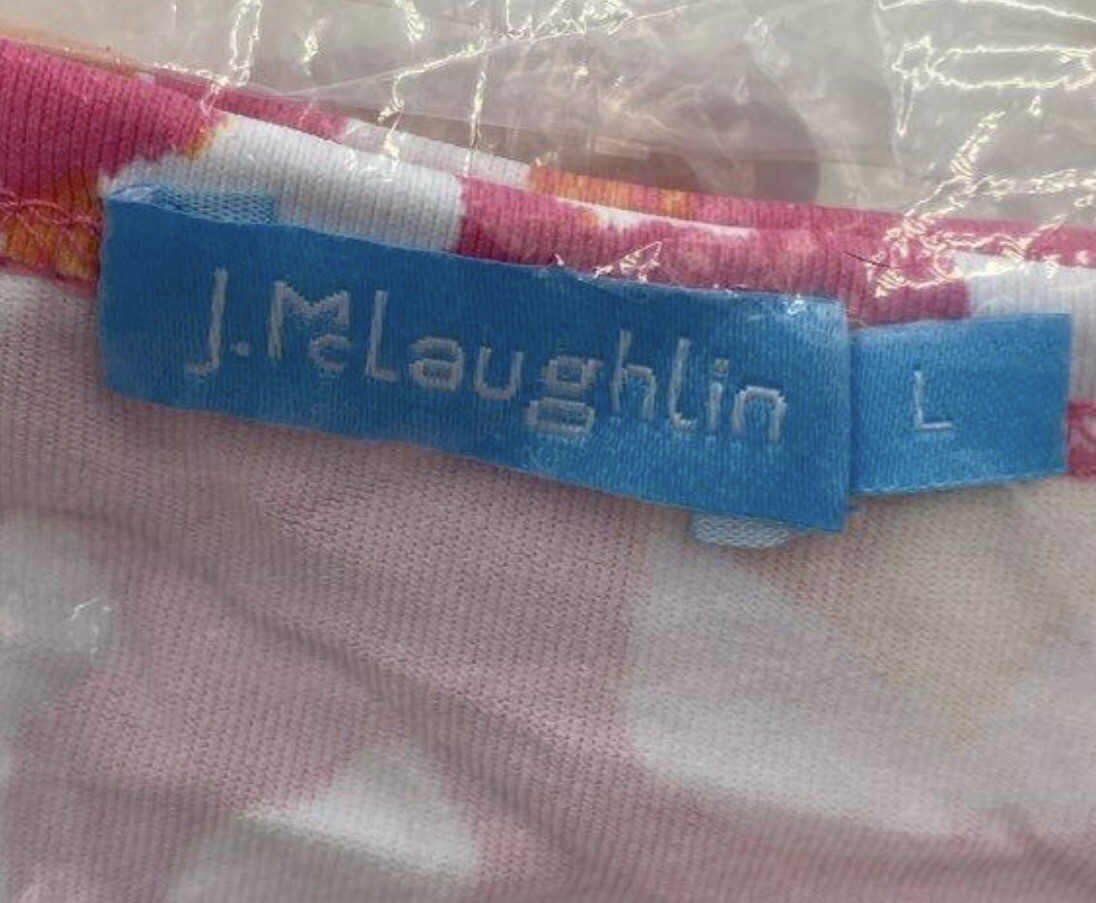 NWT $148 J. McLaughlin Pink Cap Signature Shirt Women LG Cool Wick Fabric Nylon