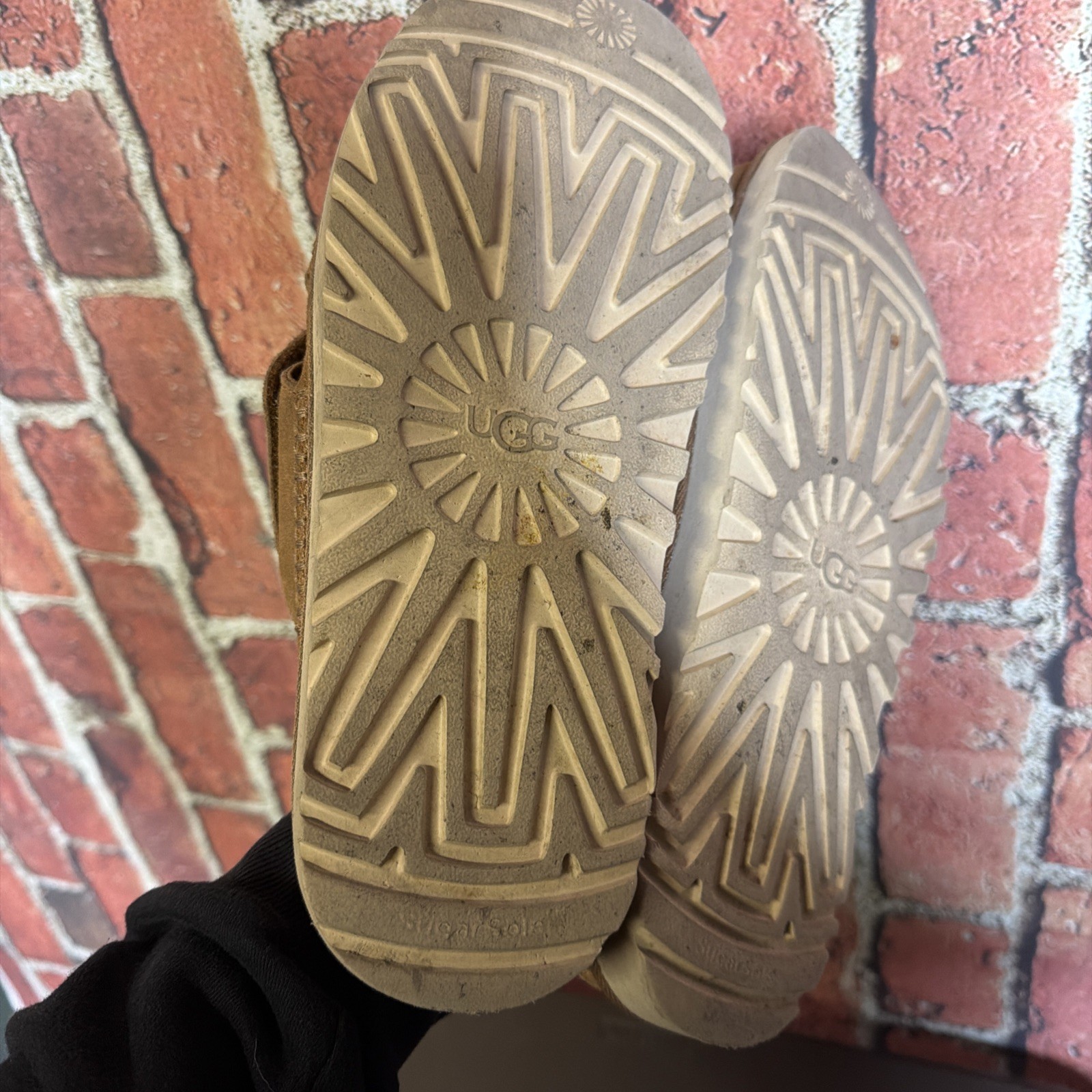 Ugg Goldstar Cross Slide Sandals Platform Suede Leather Women Sz 11 Brown