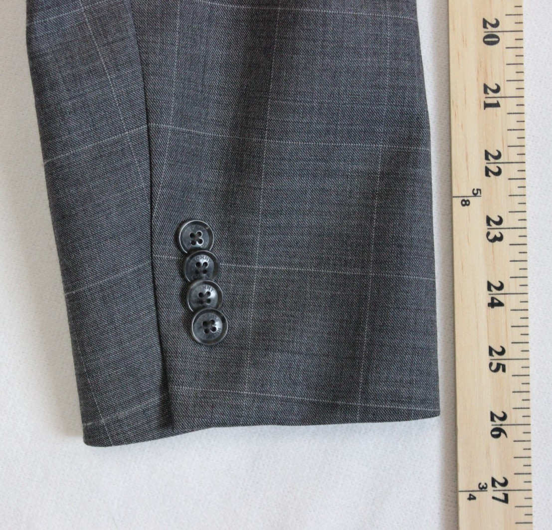 Tommy Hilfiger Blazer Jacket Men’s Size 44L Gray Windowpane Check 2-Button