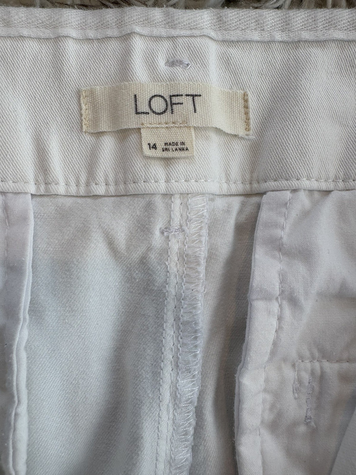 ANN TAYLOR LOFT WHITE WIDE LEG CHINO WOMENS PANTS SZ 14 CLASSIC SUMMER RESORT