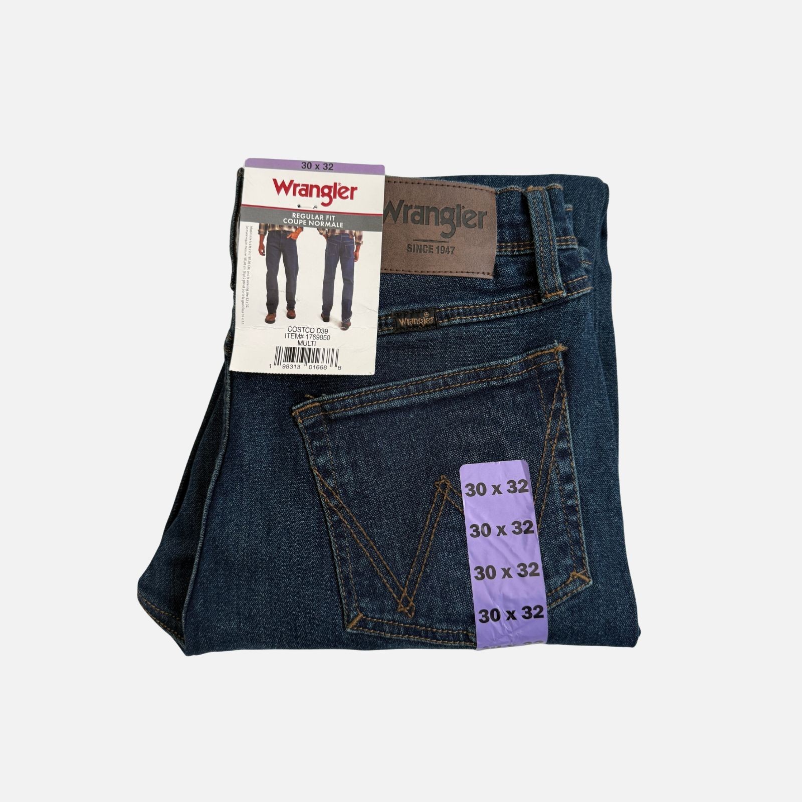 Wrangler Men’s Jeans Cotton Blue Regular Fit Straight Size W30 L32 New