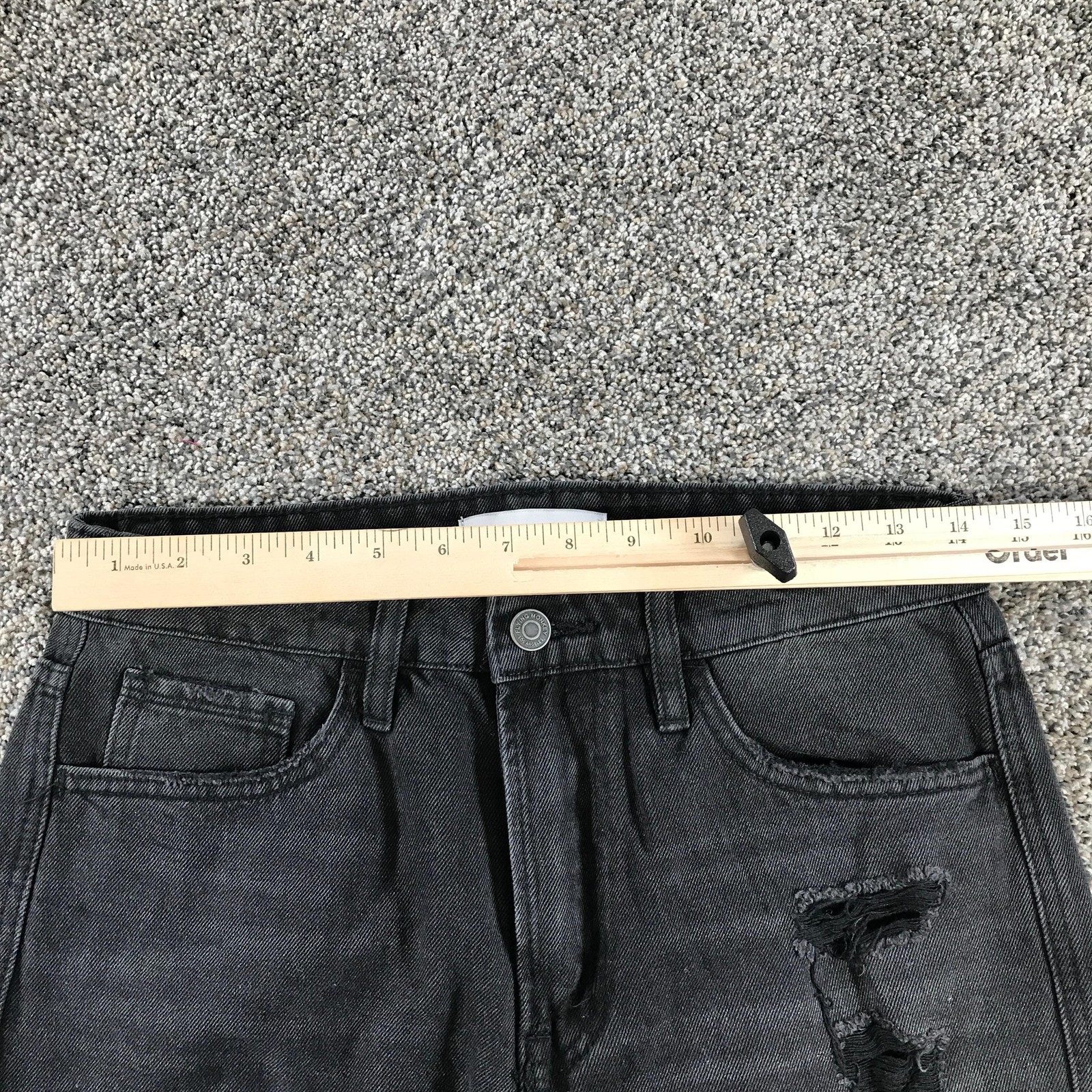 Flying Monkey Jeans Womens 27 Charcoal Wash High Rise Distressed Crop Raw Hem