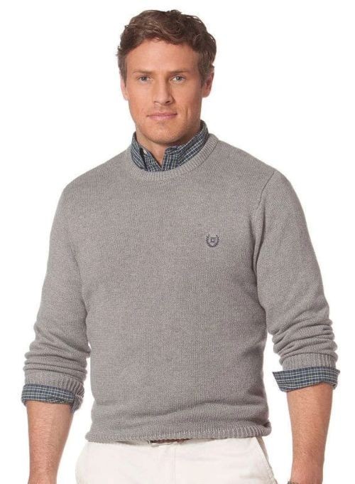 Ralph Lauren Chaps Sweater Men XL/TG Gray Old Money Pullover Preppy Outdoor Y2K