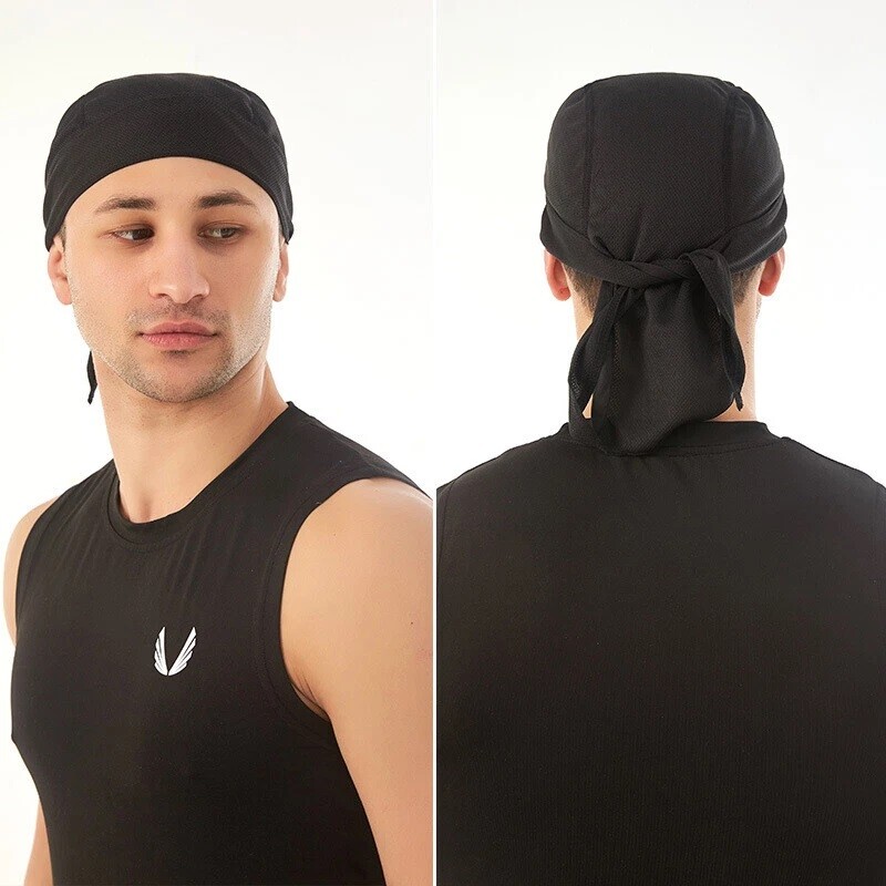 Motorcycle Wrap Biker Du Do Black Bandana Paisley Doo Rag Head Skull Cap Durag