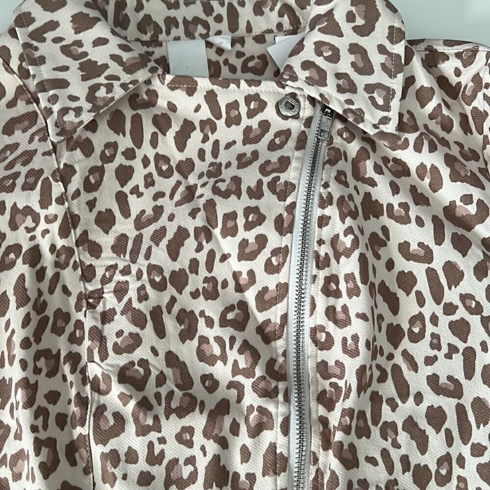 Ady P Classic Leopard Combo Front Zip and Pockets Jacket Size L NWT