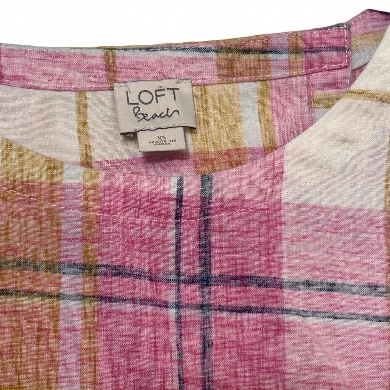 LOFT Beach Women’s XS Plaid Tulip Back Tank Blouse
