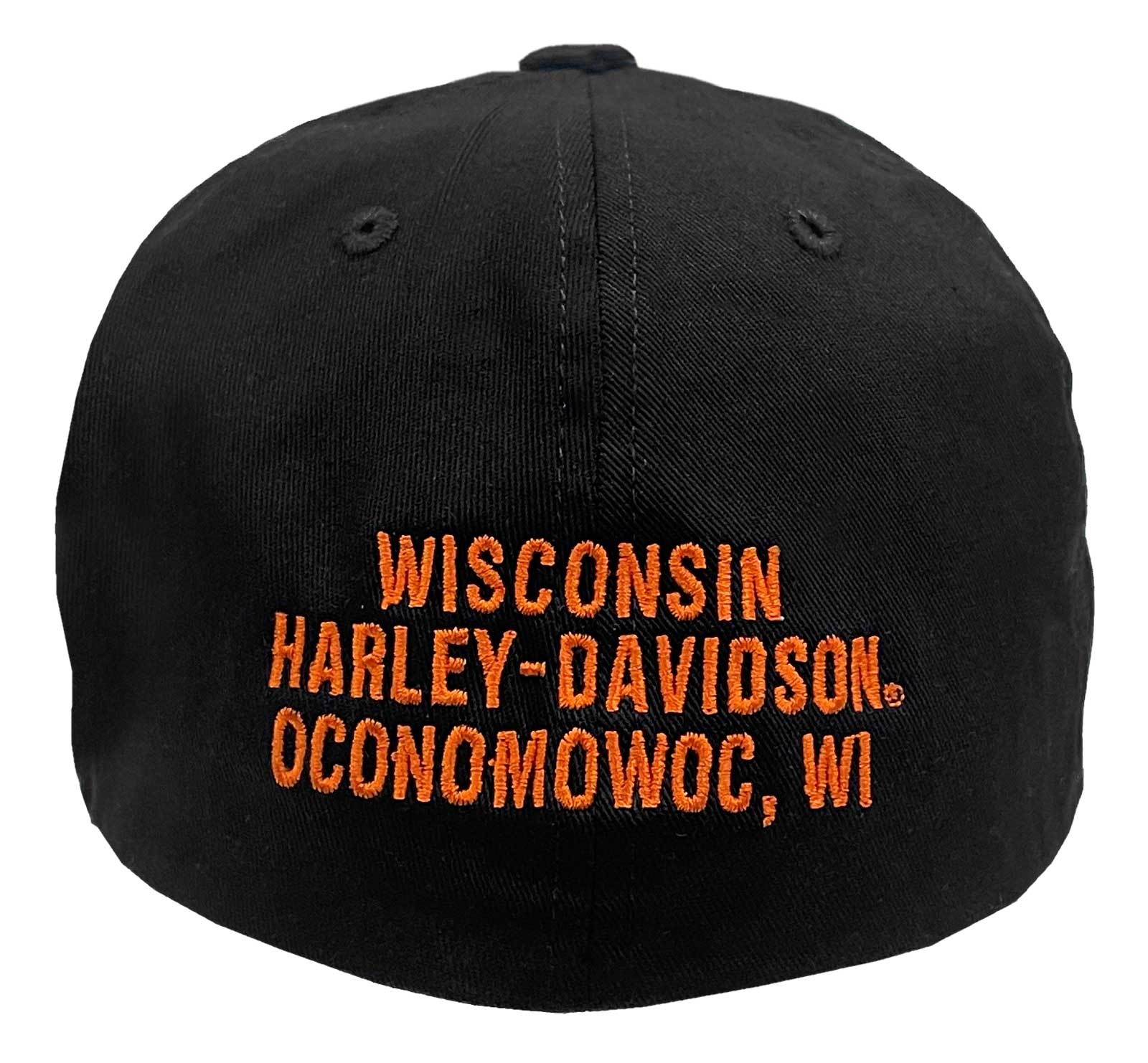 Harley-Davidson Men’s Embroidered Initial H-D Stretch Fit Baseball Cap, Black