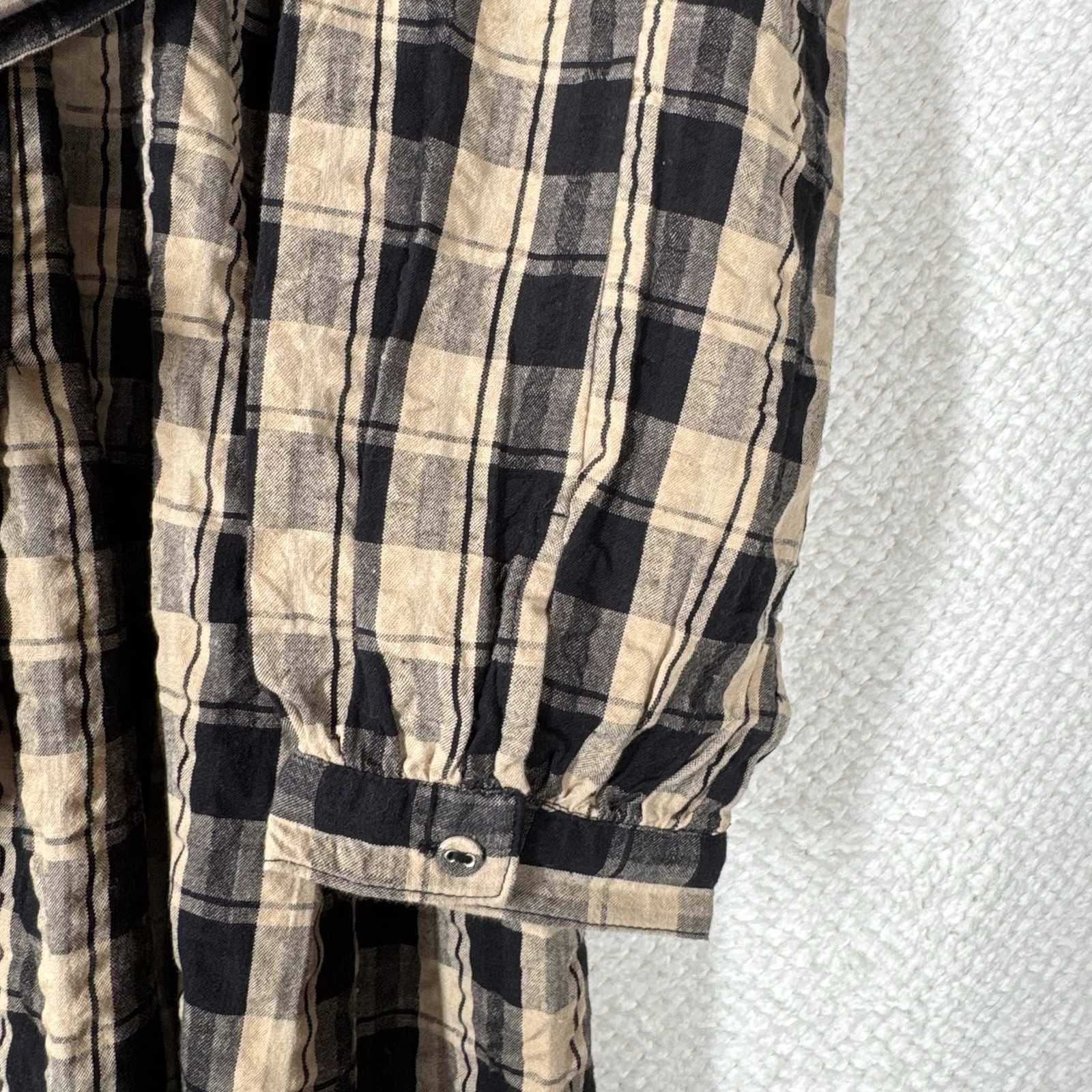 FatFace Midi Dress UK 14 Ally check shirt Beige Black collared boho RRP £69