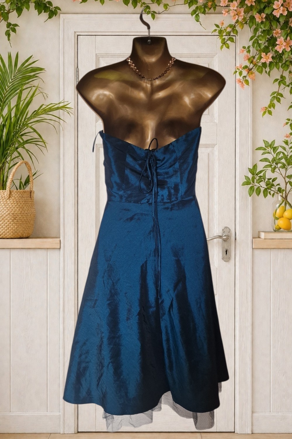 Ariella 10uk Navy Blue Strapless Sequin Prom Cocktail Party Fit Flare Dress