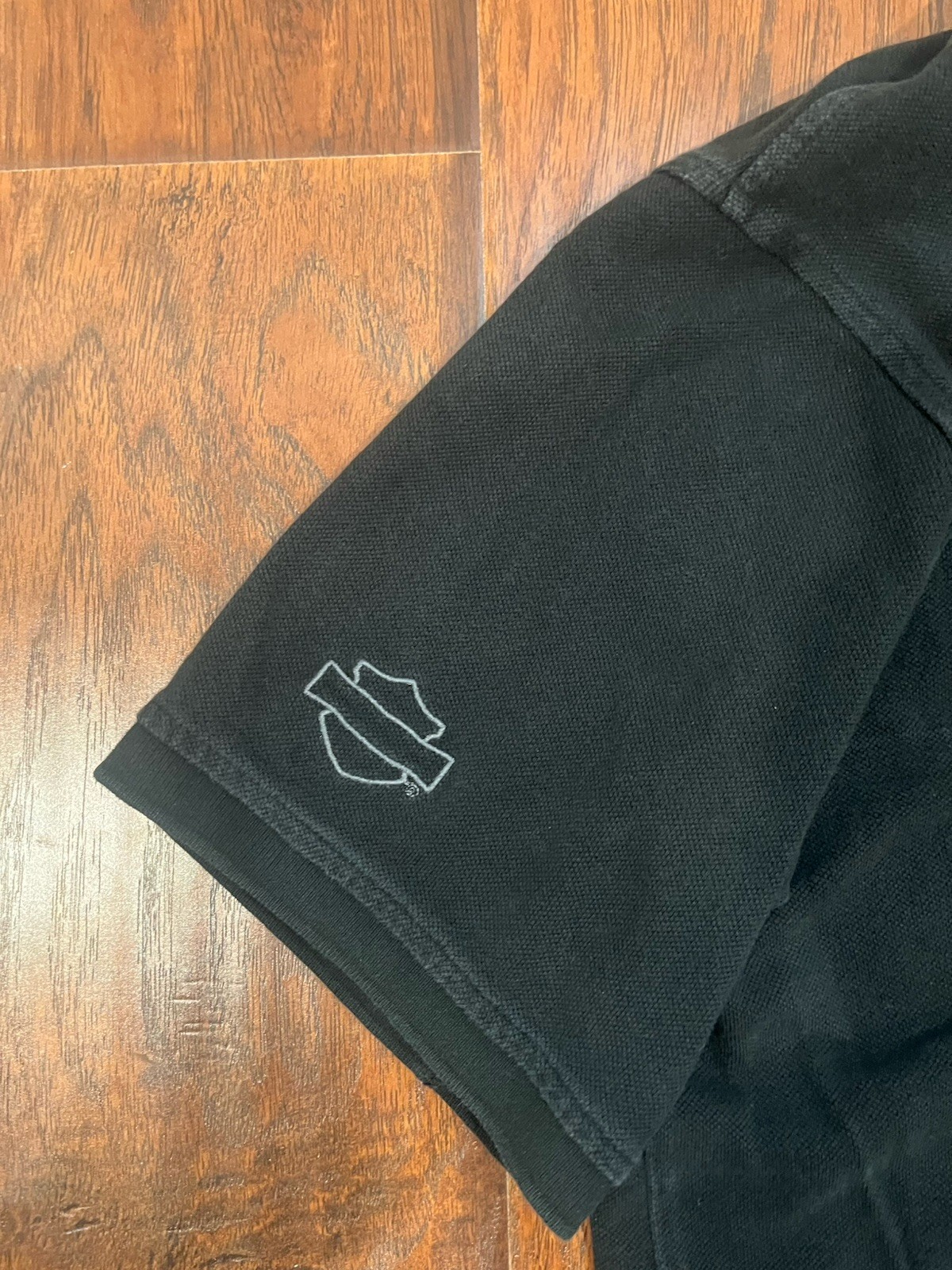 Harley-Davidson Men’s L Black Cotton Polo Shirt Embroidered Logo Skull Short