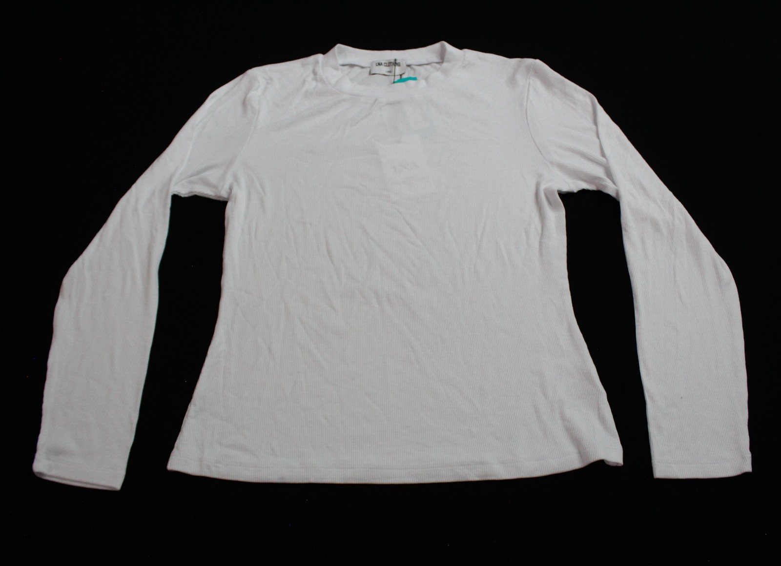 LNA Clothing Women’s Long Sleeve Dalston Ribbed Knit Top AC2 White Large NWT