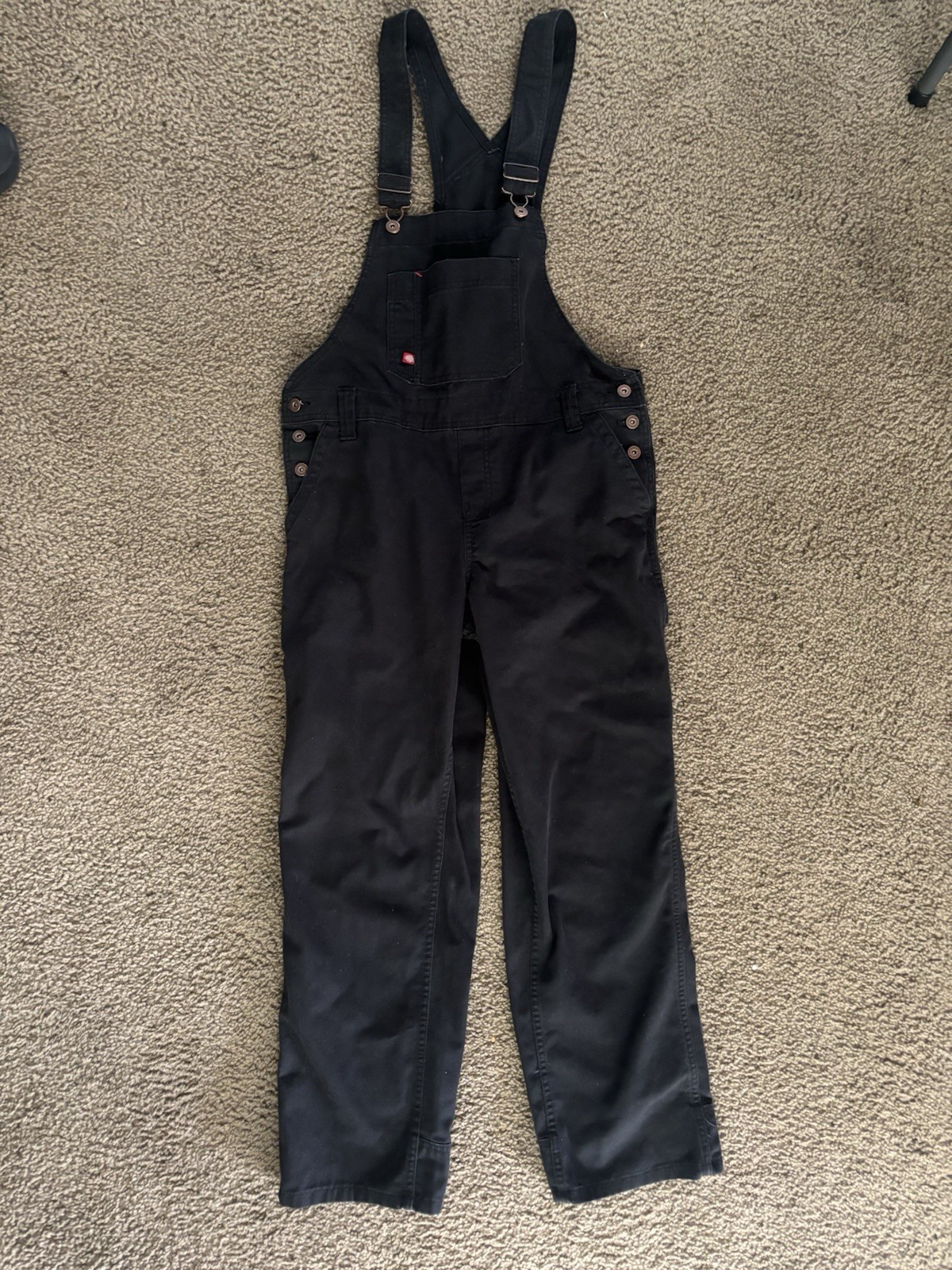 Dickies Relaxed Fit Straight Leg Carpenter Bib Overalls Black Size Medium