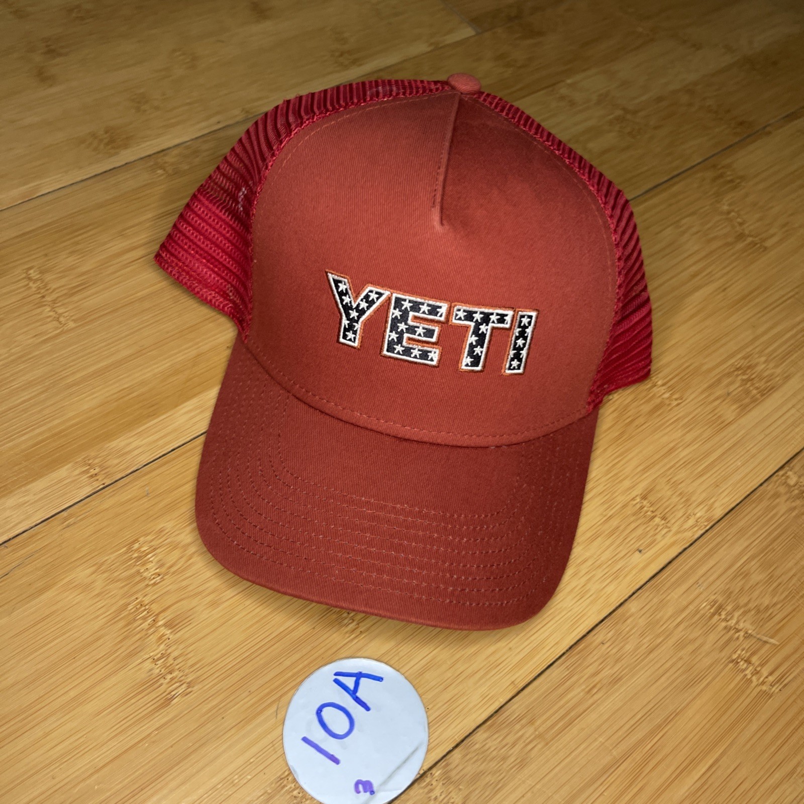 YETI Coolers Red Washed 2Tone A-Frame Mesh USA Flag Patriotic Snapback Hat VG