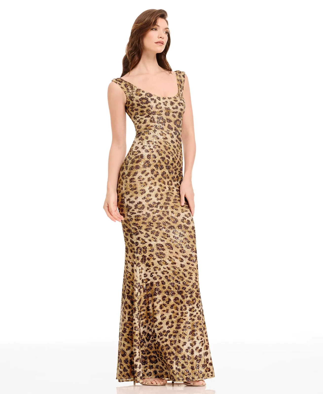 Dress the Population Women’s Josie Scoop-Neck Gown Cat Print Size Xsmall