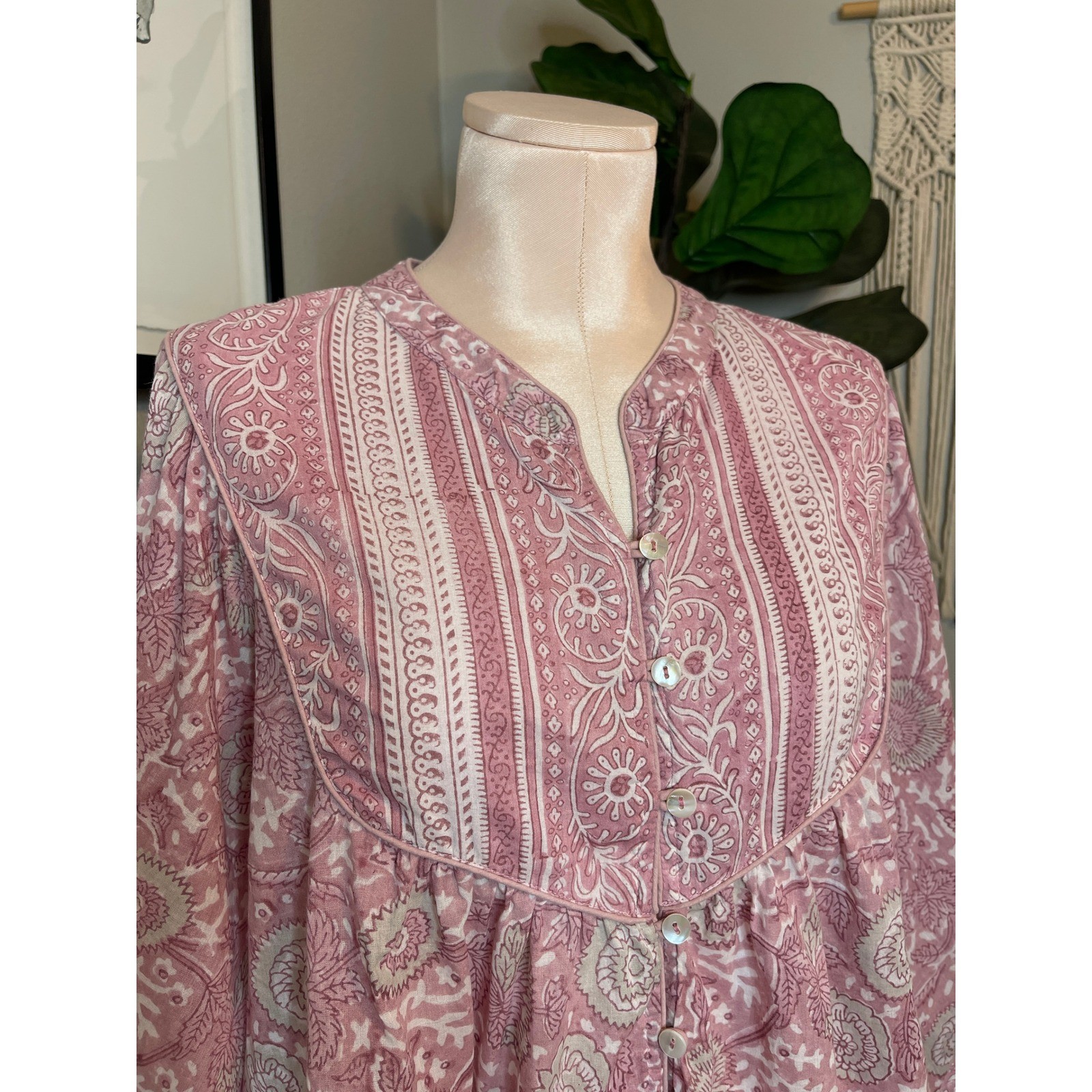 Cleobella Rayna Peasant Button Down Floral 100% Cotton Blouse Top Anthropologie