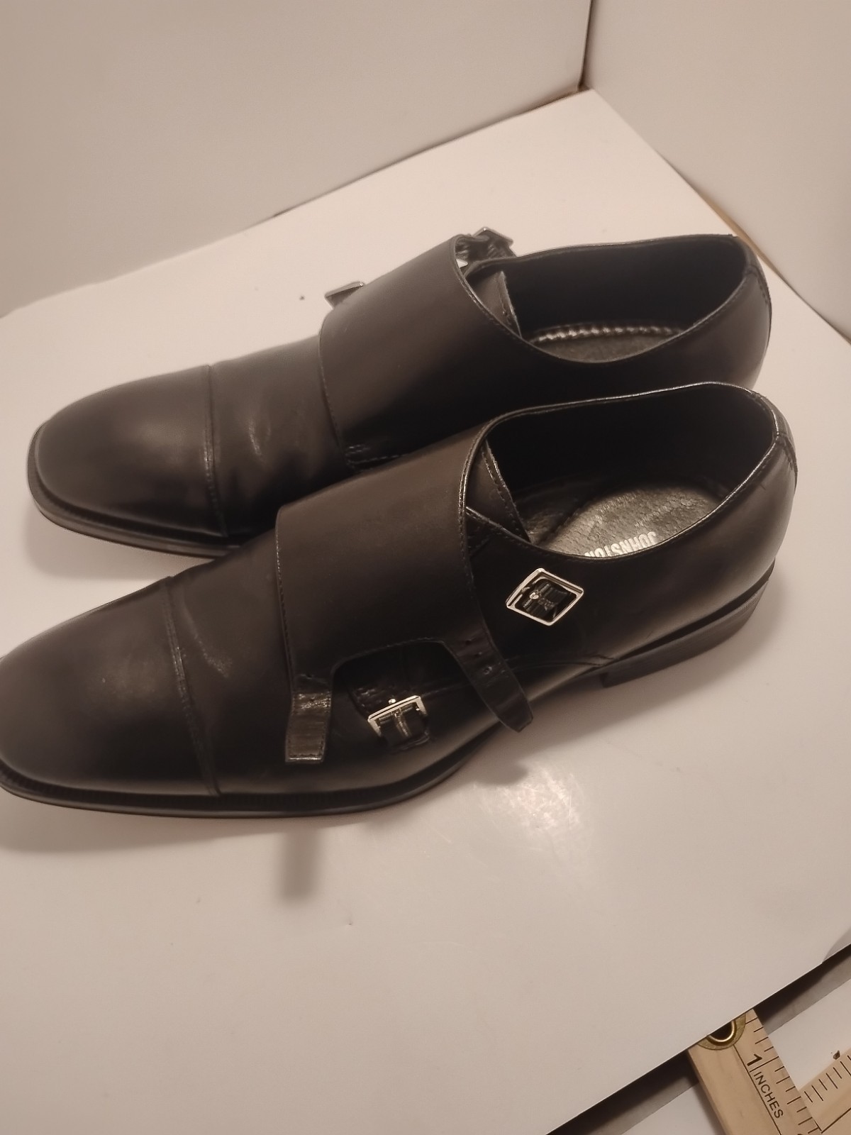 Vintage Birchett Double Monk Straps johnston murphy shoes Black Calfskin 9 1/2