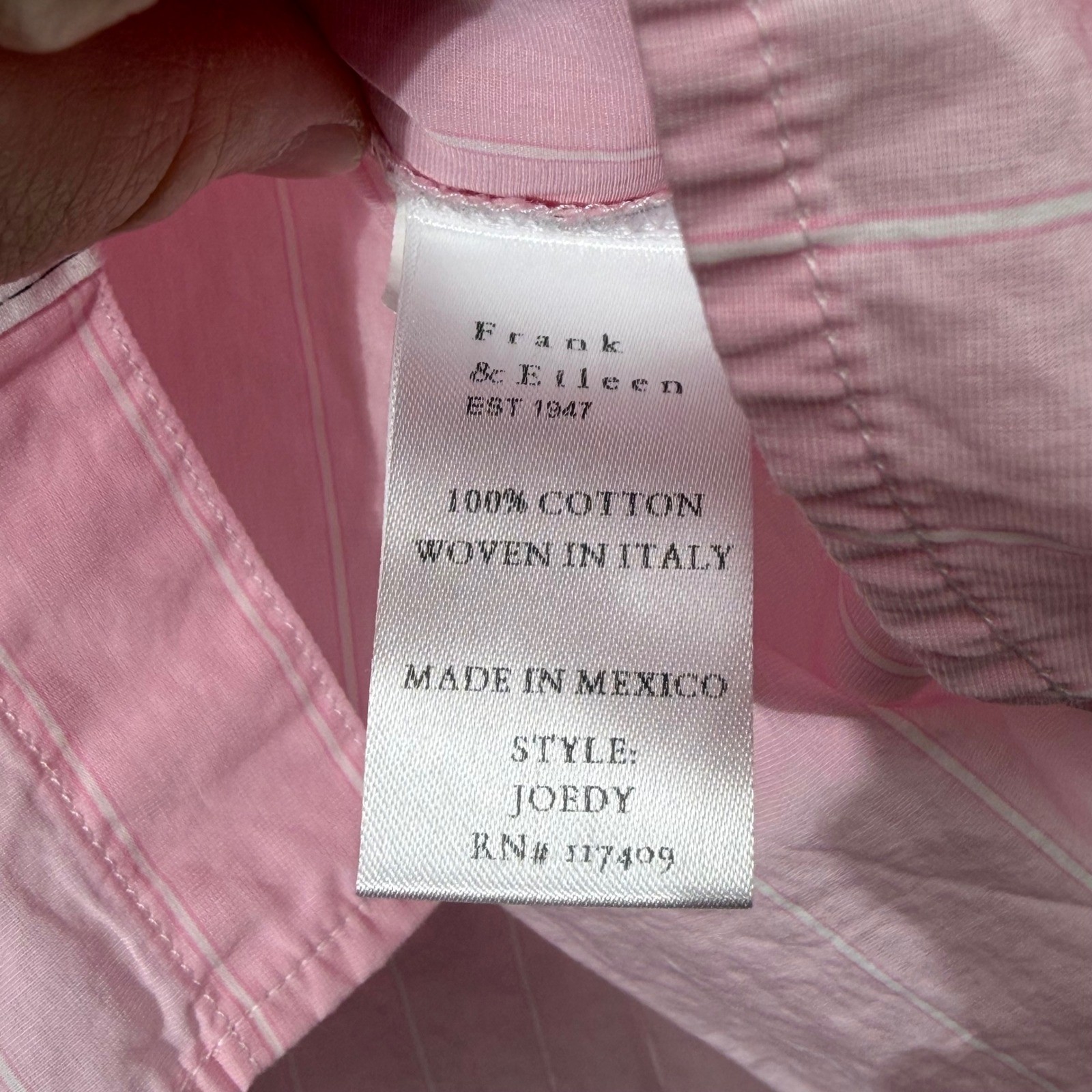 Frank & Eileen Joedy Oversized Button Up Shirt Women’s S Pink Stripe *stain*