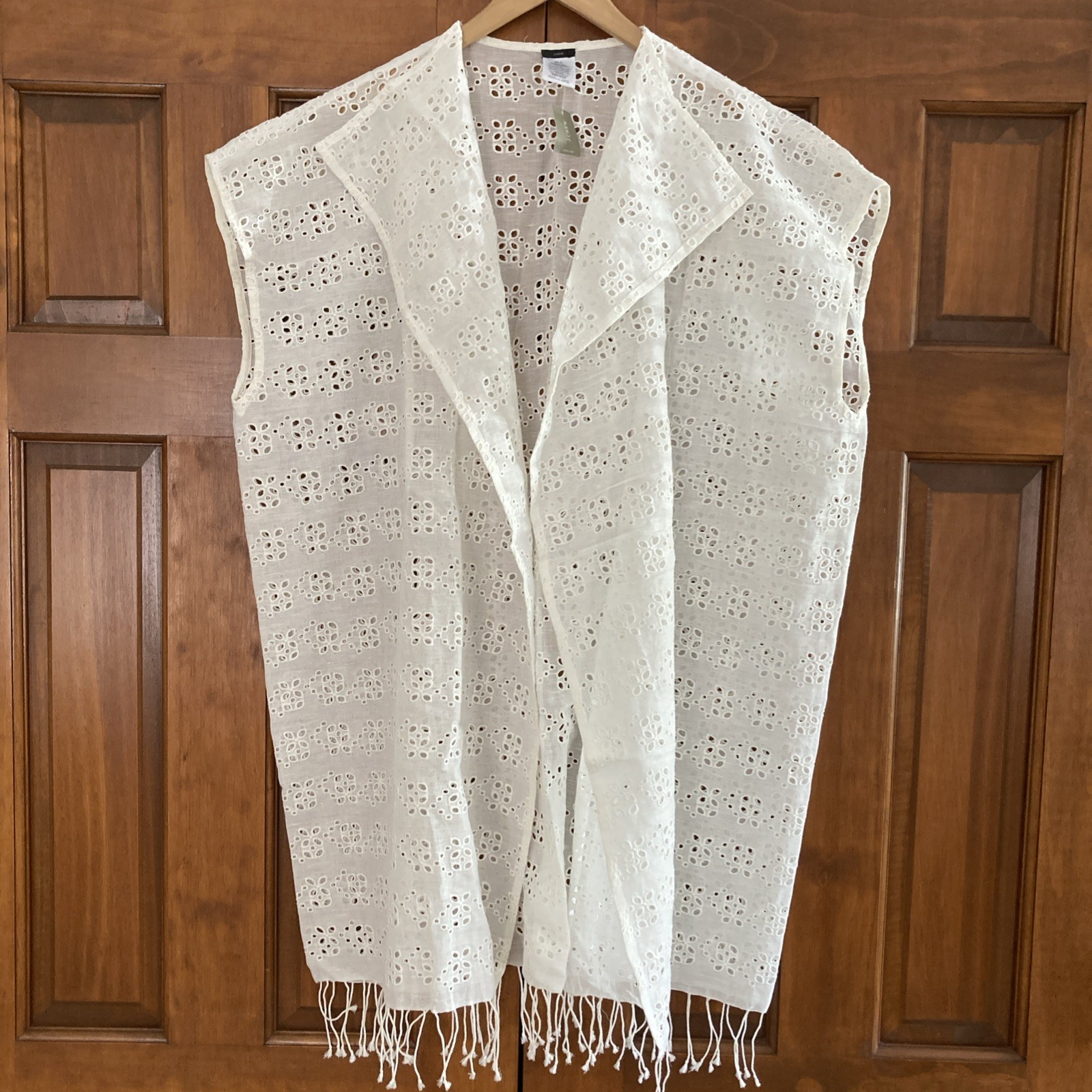 NWT JCrew Ivory Linen Cotton Eyelet Cover Up Women’s Size M/L