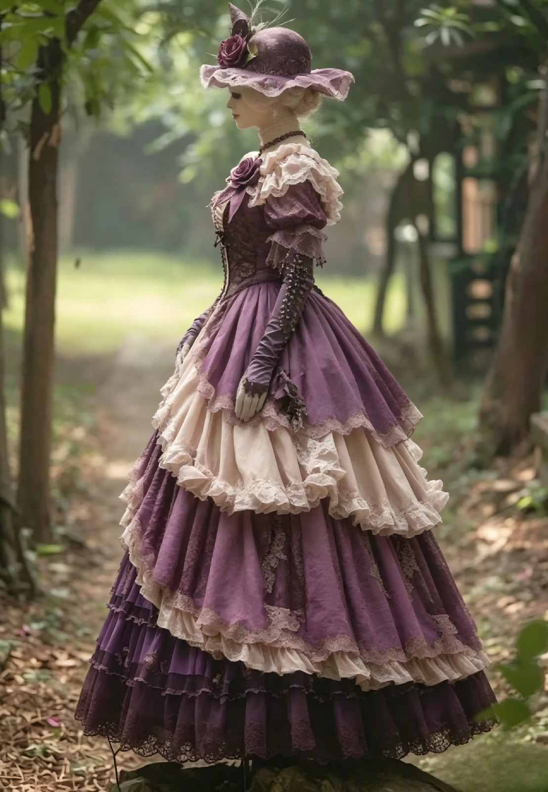Victorian Rococo Purple Ruffle Lace Ball Gown Lolita Cosplay Tea Party Dresses