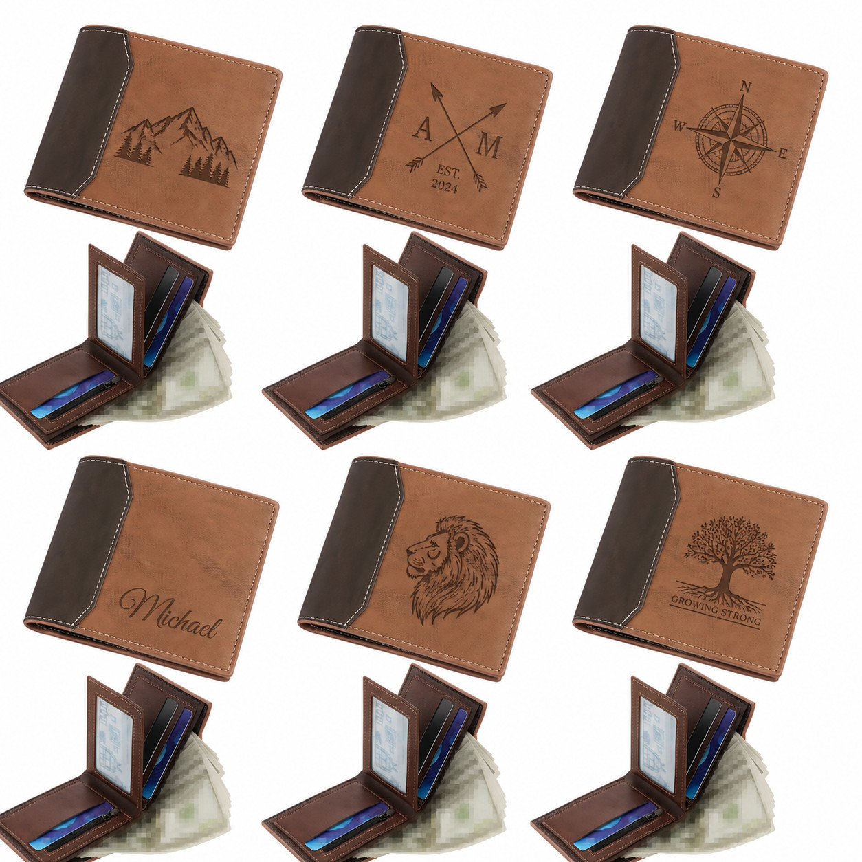 Custom Wallet For Dad With Kids Names, Day Gift, Customized Wallet