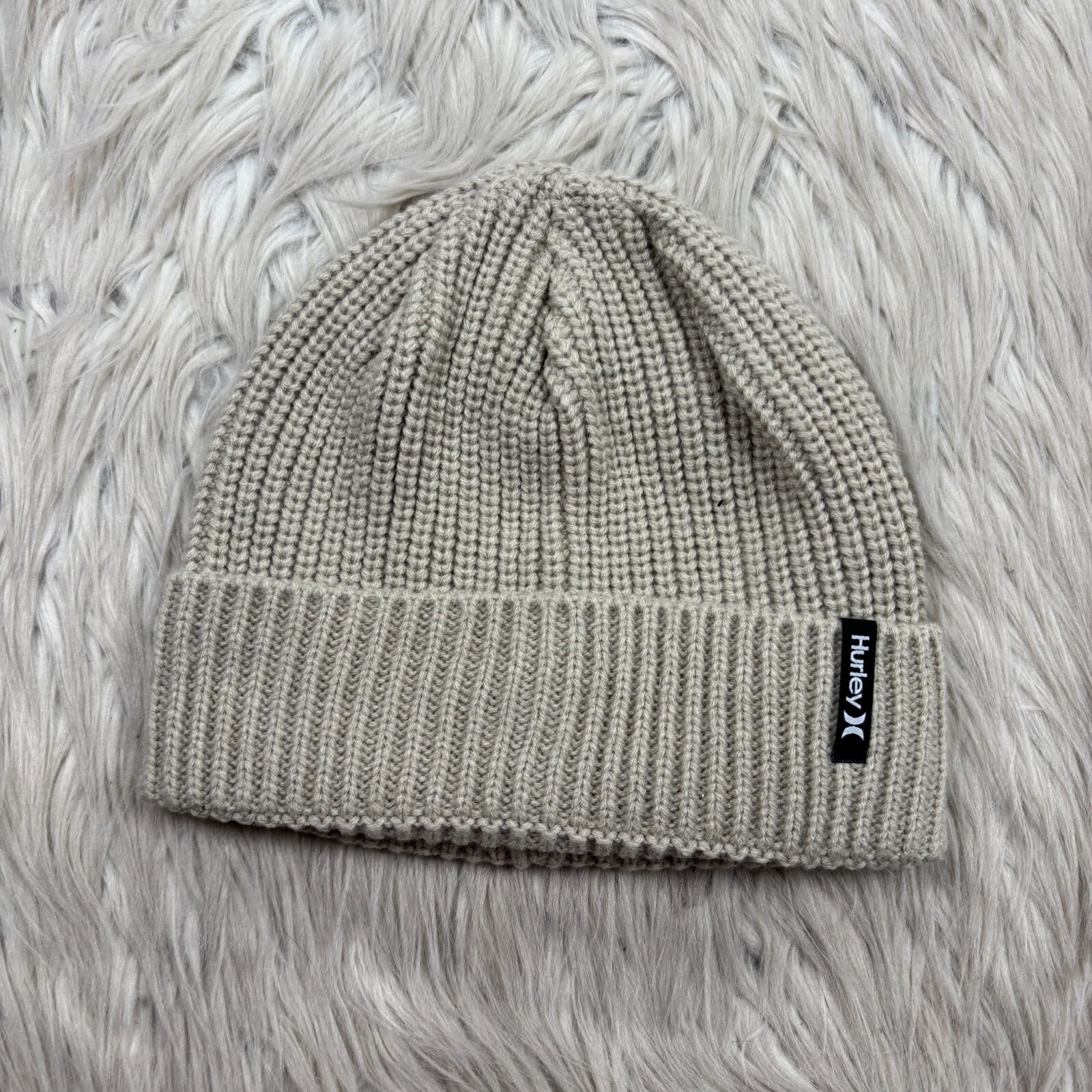 Hurley Men’s Unisex OS Beige Oatmeal Cuffed Knit Beanie Hat