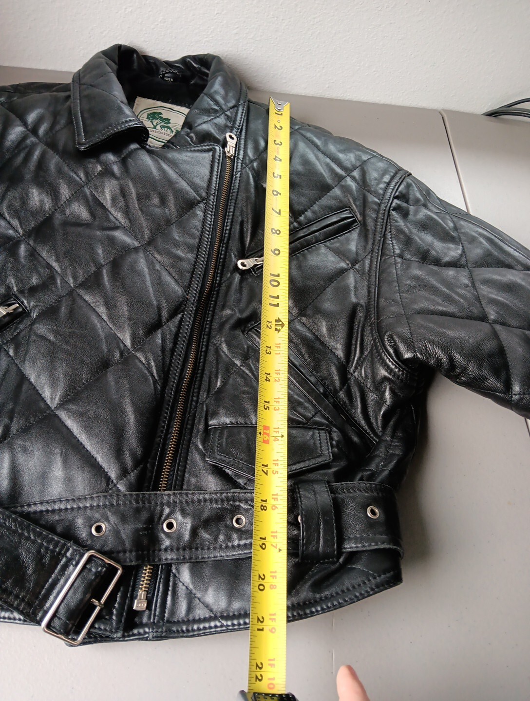 VTG Leather Jacket Womens Medium MOTO Black Belted Motorcycle Punk Rock Street