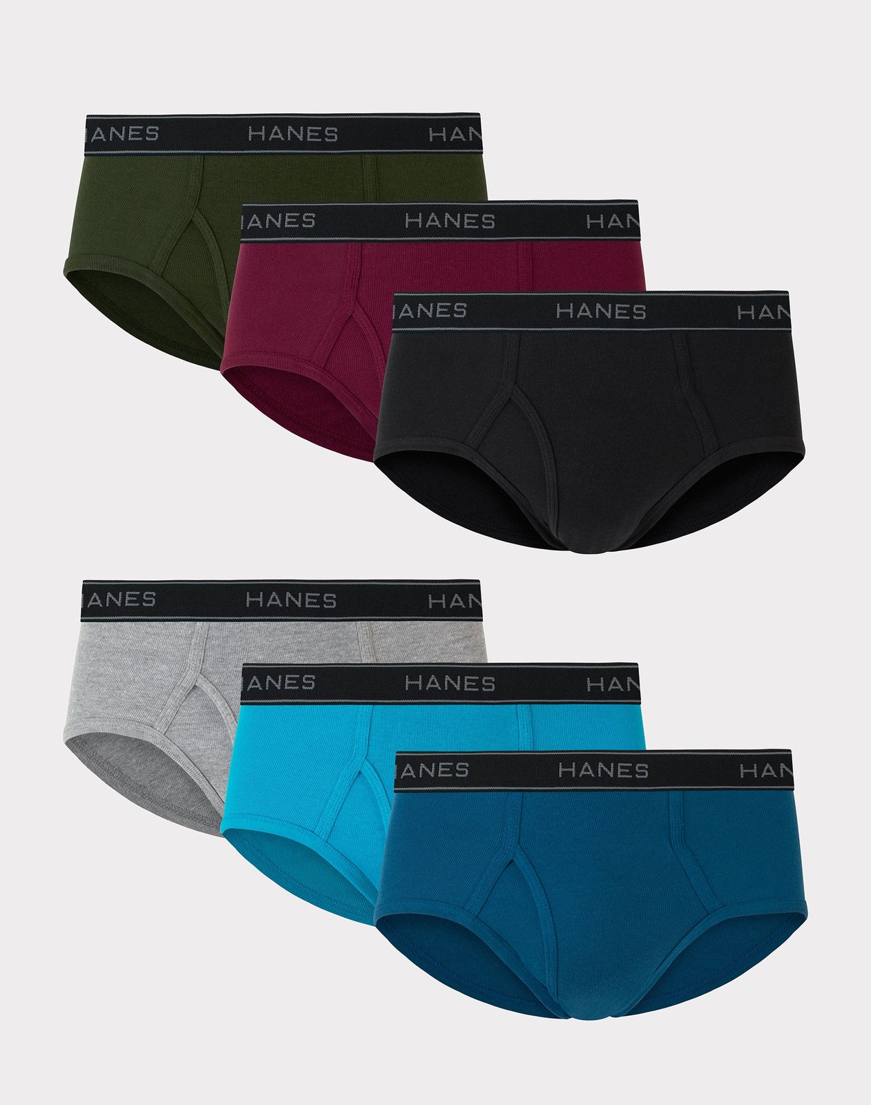 Hanes Men’s 6-Pack Brief Underwear Mid Rise Tagless Wicking Comfort Flex Waist