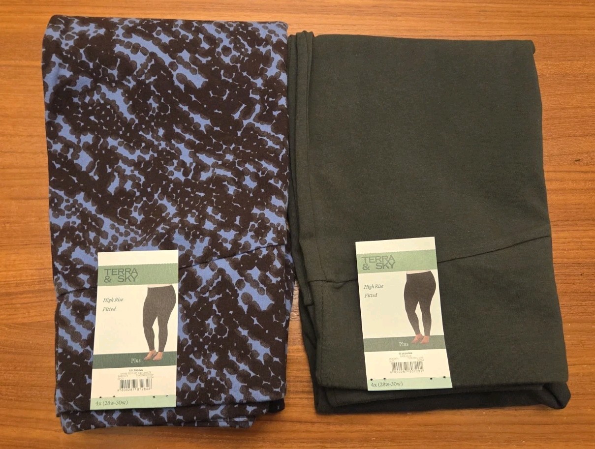 Terra & Sky Women’s 4X / 28W-30W LOT OF 2 High Waist Ankle Leggings #32126