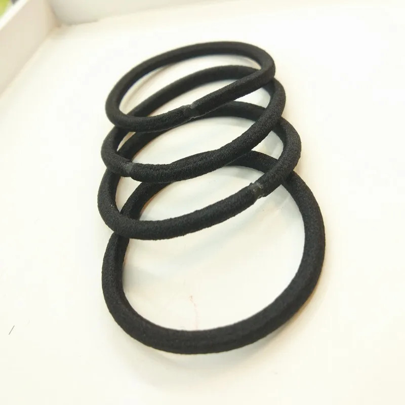 10/50Pcs 4Mm Mix Color Black No Damage Elastics Hair Ties Bands Leagues Pony Tai