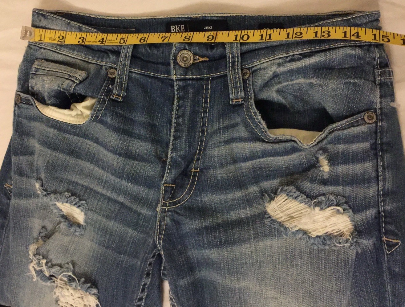 BKE Men 29×34 Jake Blue Jean 99% Cotton 1% Spandex Flex ABP15298 Distressed